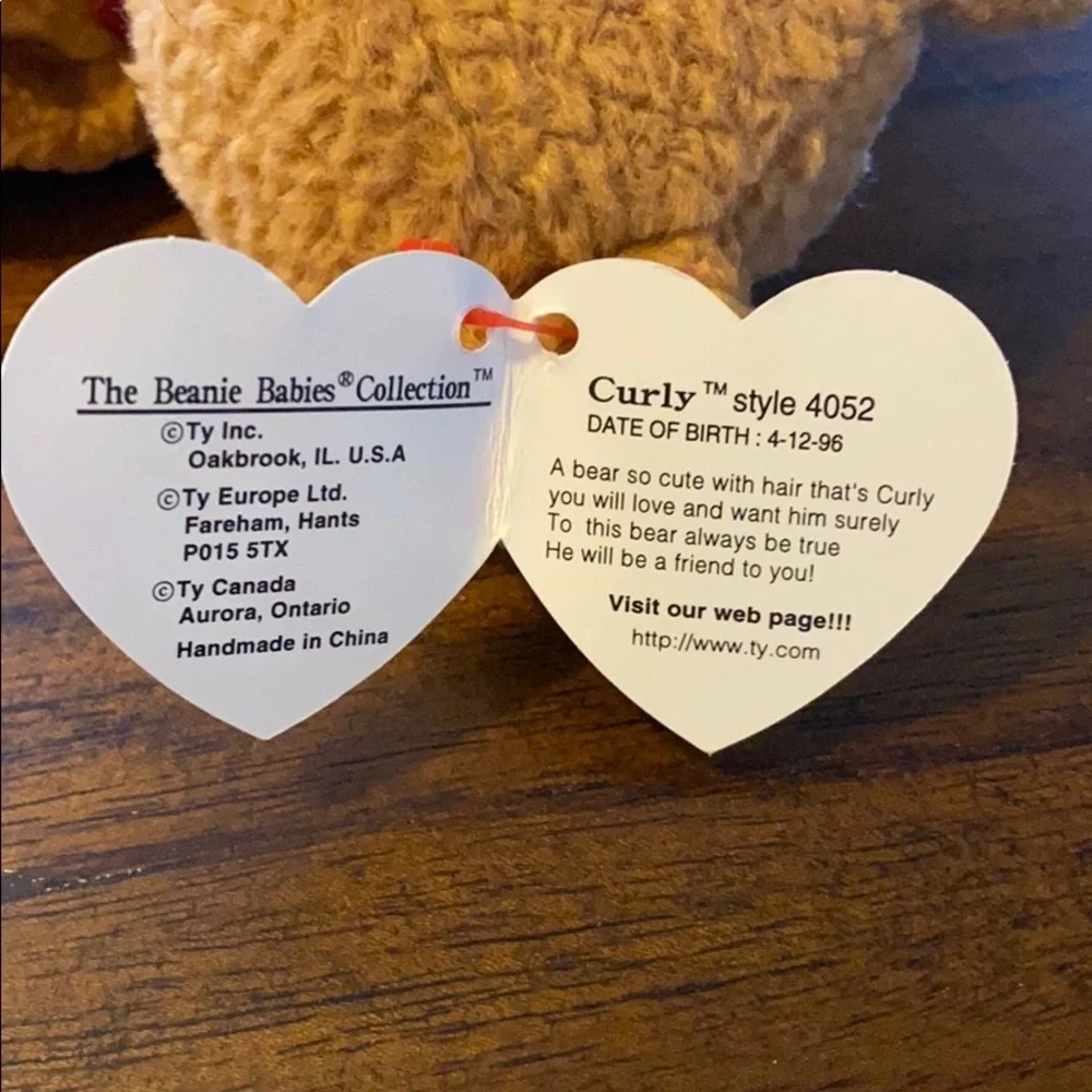 Ty Beanie Baby CURLY Bear Birthday 4/12/96
